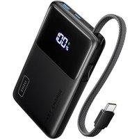 INIU Power Bank with Built-in USB C Cable, 45W 10000mAh PD Fast Charging Portable Charger Type C, Smallest & Lightweight External Battery Pack for iPh