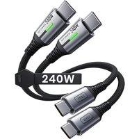 INIU 240W USB C to C Cable, [0.3m, 2-Pack] Fast Charging Type C Cord, Braided USBC to USBC Phone Charger Cable for iPhone 16 15 Pro Max Samsung S24 S2