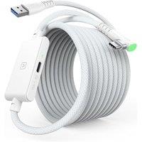 INIU 16ft Premium VR Link Cable with Charging, USB 3.0 Compatible with Meta Quest 3s, Oculus Quest 3/2/Pro, Pico 4, PC VR & Steam VR - Perfect White V