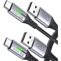 INIU USB C Charger Cable, [2-Pack 1m] 3.1A Type C Cable Fast Charging, Braided USB A to USBC Phone Charger Cable USBC for iPhone 17 16 Pro Max, Samsun