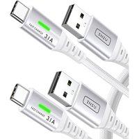 INIU USB C Charger Cable, [2 Pack 1m BSWH] 3.1A Type C Cable Fast Charging, Braided USB A to USB-C Phone Charger Cable for iPhone 17 16 Pro Max, Samsu