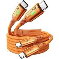 INIU 240W USB C to USB C Charger Cable, [2m, Orange, 2-Pack] PD Type C Charge Cable, Super Fast Charging USB C Cable for iPhone 17 16 15 Pro Max, MacB