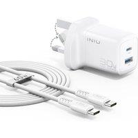 INIU USB C Charger, 30W PD Fast Charging, [USB C + USB A] Compact Foldable Wall Charger, GaN Tech Type C Power Adapter for Samsung S25 S24 iPad Pro Ai