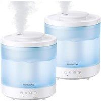 Homvana Humidifiers for Bedroom, 2-Pack 1.5 L Top-Fill Cool Mist Humidifier for Baby Nursery Plants Kids Home, 3-in-1 Diffuser with Night Light, Auto