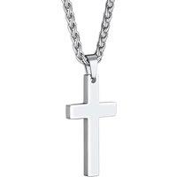 PROSTEEL Cross Necklace Mens, Cross Pendant with Adjustable Chain, Sliver Black Gold Plated Crucifix Necklace for Men 316L Stainless Steel Personalise
