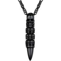 PROSTEEL Skull Necklace for Men, Skeleton Pendant Necklaces, Retro Hip Hop Punk Style, Gothic Halloween Jewellery Stainless Steel, Send Gift Box 01 Bl
