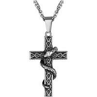 PROSTEEL Cross Necklace Snake/Ankh Pendant with Adjustable Chain 22-24 Inch, Crucifix Necklace for Men Personalised Engrave Available -With Gift Box 0