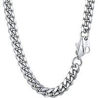 PROSTEEL Mens Cuban Chain, Silver/Gold Plated/Black Miami Chunky Curb Chain Necklace Hip Hop Jewellery, 5/6/10mm - 18"-30" Inches, 316L Stainless Stee
