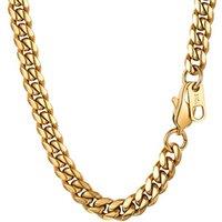 PROSTEEL Mens Cuban Chain, Silver/Gold Plated/Black Miami Chunky Curb Chain Necklace Hip Hop Jewellery, 5/6/10mm - 18"-30" Inches, 316L Stainless Stee