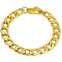 PROSTEEL Mens Bracelet - Strong Flat Cuban Chain Wrist Link Bracelets 316L Stainless Steel Hip Hop Jewellery for Men Boys Silver/Gold Plated/Black 19/