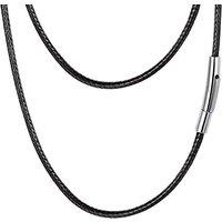 PROSTEEL Mens Leather Necklace Cord, 2mm Width Black Braided Rope Chain with Stainless Steel Clasp, Waxed Waterproof 16"-30" Length (with Gift Box) 51