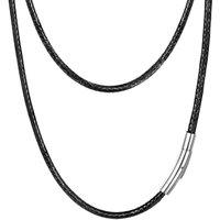 PROSTEEL Mens Leather Necklace Cord, 3mm Width Black Braided Rope Chain with Stainless Steel Clasp, Waxed Waterproof 16"-30" Length (with Gift Box) 61
