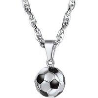 PROSTEEL Football Necklace Soccer Pendant with Adjustable Chain, Engraved Available Silver/Gold Plated 316L Stainless Steel Sports Jewellery for Men T
