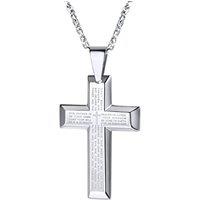 PROSTEEL Cross Necklace for Men, Lord's Prayer Cross Pendant with Adjustable Chain 22-24 Inches 316L Stainless Steel Bible Verse Christian Gifts for M