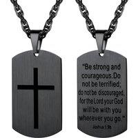 PROSTEEL Cross Necklace for Men, Lord's Prayer Cross Pendant with Adjustable Chain 22-24 Inches 316L Stainless Steel Bible Verse Christian Gifts for M