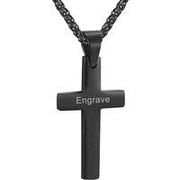 PROSTEEL Cross Necklace Mens, Cross Pendant with Adjustable Chain, Sliver Black Gold Plated Crucifix Necklace for Men 316L Stainless Steel Personalise