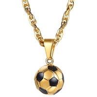 PROSTEEL Football Necklace Soccer Pendant with Adjustable Chain, Engraved Available Silver/Gold Plated 316L Stainless Steel Sports Jewellery for Men T