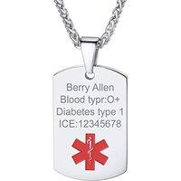 PROSTEEL Custom Engraved Medical Alert Necklace, Personalized ID Medical Allergy SOS Awareness Jewelry (With Gift Box) 01-stainless