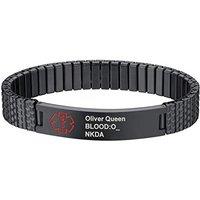 PROSTEEL Medical ID Bracelet Engraved Personalized Name Men/Women Bangle (Send Gift Box) Black -Engrave