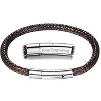 PROSTEEL Men Bracelet, waterproof, with 316L Stainless Steel Clasp, 18/20/22CM, Black/Brown (With Gift Box) 20.0 Centimetres Custom-Brown
