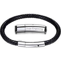 PROSTEEL Men Bracelet, waterproof, with 316L Stainless Steel Clasp, 18/20/22CM, Black/Brown (With Gift Box) 20.0 Centimetres Custom-Black