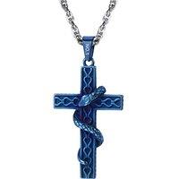 PROSTEEL Cross Necklace Snake/Ankh Pendant with Adjustable Chain 22-24 Inch, Crucifix Necklace for Men Personalised Engrave Available -With Gift Box E
