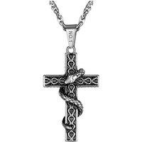 PROSTEEL Cross Necklace Snake/Ankh Pendant with Adjustable Chain 22-24 Inch, Crucifix Necklace for Men Personalised Engrave Available -With Gift Box E