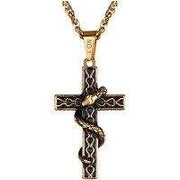 PROSTEEL Cross Necklace Snake/Ankh Pendant with Adjustable Chain 22-24 Inch, Crucifix Necklace for Men Personalised Engrave Available -With Gift Box E