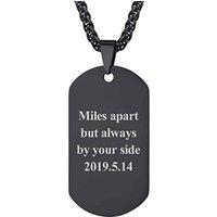 PROSTEEL Mens Dog Tag Necklace with Chain, Can Custom Text/Photo, Stainless Steel (Send Gift Box) custom-black