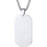 PROSTEEL Mens Dog Tag Necklace with Chain, Can Custom Text/Photo, Stainless Steel (Send Gift Box) 2-stainless