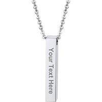 Free Engraving-Unisex Vertical Engraved 3D Bar Necklace, 316L Stainless Steel/Gold Color (Send Gift Box) Engrave-1 side-stainless