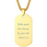 PROSTEEL Mens Dog Tag Necklace with Chain, Can Custom Text/Photo, Stainless Steel (Send Gift Box) custom-gold plated