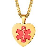PROSTEEL Medical ID Necklaces, Emergency Alert Jewelry, Free Engraving, 316L Stainless Steel (With Gift Box) Engrave-B-Gold Plated