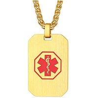 PROSTEEL Medical ID Necklaces, Emergency Alert Jewelry, Free Engraving, 316L Stainless Steel (With Gift Box) Engrave-D-Gold Plated