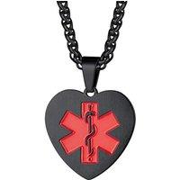 PROSTEEL Medical ID Necklaces, Emergency Alert Jewelry, Free Engraving, 316L Stainless Steel (With Gift Box) Engrave-B-Black