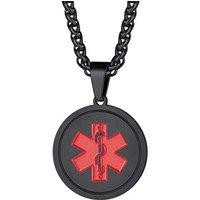 PROSTEEL Medical ID Necklaces, Emergency Alert Jewelry, Free Engraving, 316L Stainless Steel (With Gift Box) Engrave-A-Black