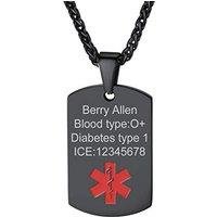 PROSTEEL Custom Engraved Medical Alert Necklace, Personalized ID Medical Allergy SOS Awareness Jewelry (With Gift Box) 02-black