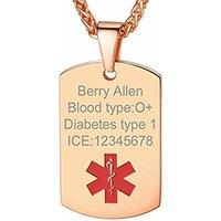 PROSTEEL Custom Engraved Medical Alert Necklace, Personalized ID Medical Allergy SOS Awareness Jewelry (With Gift Box) 04-rose Gold Plated