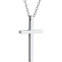PROSTEEL Cross Necklace Mens, Cross Pendant with Adjustable Chain, Sliver Black Gold Plated Crucifix Necklace for Men 316L Stainless Steel Personalise