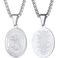 PROSTEEL Mens Angel Saint Michael Pendant St.Michael Necklace, 316L Stainless Steel/Gold Plated (Send Gift Box, Velvet Pouch) C-Stainless Steel