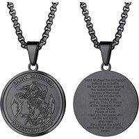 PROSTEEL Mens Angel Saint Michael Pendant St.Michael Necklace, 316L Stainless Steel/Gold Plated (Send Gift Box, Velvet Pouch) Black
