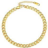 PROSTEEL Anklet for Women Adjustable Ankle Bracelet Cuban Link Foot Chain Summer Beach Jewellery Silver/Gold Plated/Black 316L Stainless Steel (Send G