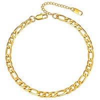 PROSTEEL Anklet for Women Adjustable Ankle Bracelet Cuban Link Foot Chain Summer Beach Jewellery Silver/Gold Plated/Black 316L Stainless Steel (Send G