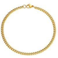 PROSTEEL Mens Cuban Chain Bracelet Silver, 3/6/9/12MM Width, 19/21CM Length, Strong 316L Stainless Steel (Send Gift Box) Gold Plated-3mm 21 CM Length