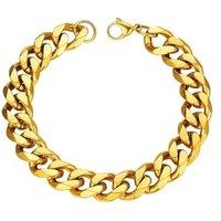 PROSTEEL Mens Cuban Chain Bracelet Silver, 3/6/9/12MM Width, 19/21CM Length, Strong 316L Stainless Steel (Send Gift Box) Gold Plated-12mm 21 CM Length