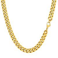 PROSTEEL Men Sturdy Cuban Chain Necklace, 3/6/9/12mm, 14" 18" 20" 22" 24" 26" 28" 30" Length, Gold Plated/316L Stainless Steel/Black (Send Box) 61.0 C