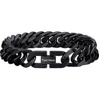 PROSTEEL Chain Bracelet for Men - 8MM Width Chain Cuban Link Bracelet Silver/Gold Plated/Black, Hip Hop Jewellery 19/21/23CM for Men Boys Teen -with G