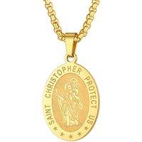 PROSTEEL St Christopher Necklace for Men, Saint Christopher Pendant Chain, Personalised Engrave Catholic Protection Pendant Jewellery Gift for Boys Ch