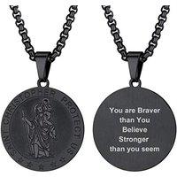 PROSTEEL St Christopher Necklace for Men, Saint Christopher Pendant Chain, Personalised Engrave Catholic Protection Pendant Jewellery Gift for Boys Ch