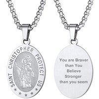 PROSTEEL St Christopher Necklace for Men, Saint Christopher Pendant Chain, Personalised Engrave Catholic Protection Pendant Jewellery Gift for Boys Ch